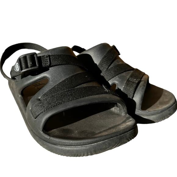 Chaco Chillos Slide Slip-On LUVSEAT Arch Cinch Buckle Jacquard Webbing Black 6 - Picture 2 of 8